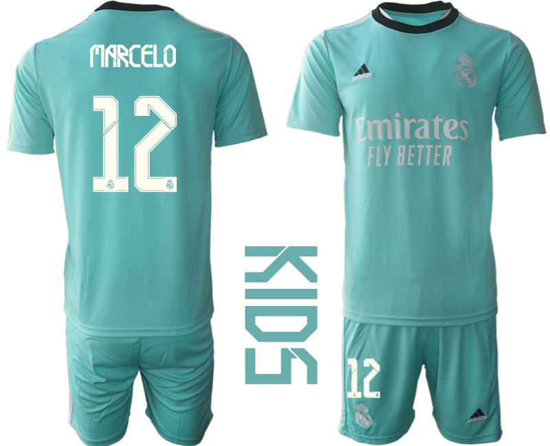 Youth 2021-2022 Club Real Madrid Second away blue #12 Soccer Jersey->youth soccer jersey->Youth Jersey